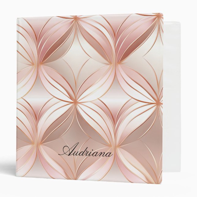 Classeur Résumé Rose Gold Pearl Blush Rose  (Devant/Intérieur)