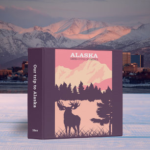 Classeur Retro Alaskan Moose Travel Poster Scrapbook rose