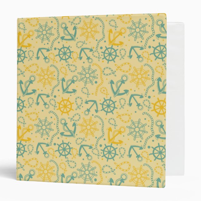Classeur Rétro arrière - plan avec l'ancre, cordes (Devant/Intérieur)