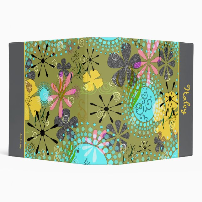 Classeur Rétro Avery personnalisé floral Binder~ 2 pouces (Arrière-plan)