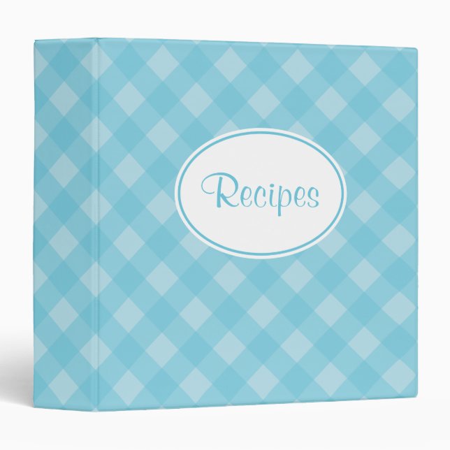 Classeur Retro Blue En vichy Cuisine Recette Organisateur C (Devant/Côté)
