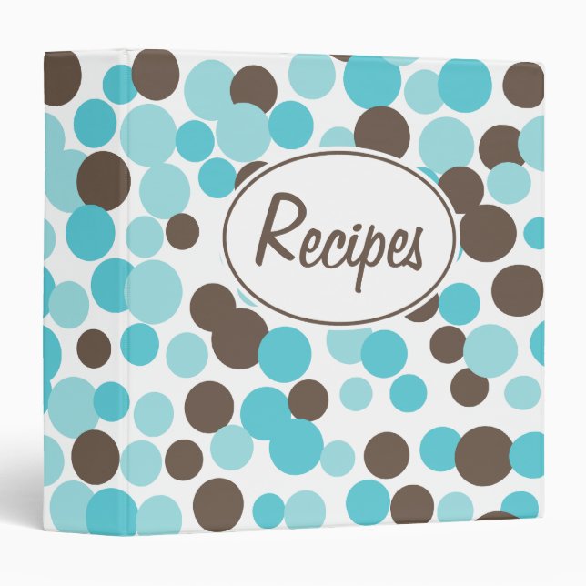Classeur Rétro Brown Aqua Recipe (Devant/Côté)