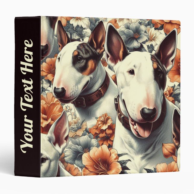 Classeur Retro Bull Terrier Peinture sans fil (Devant/Côté)