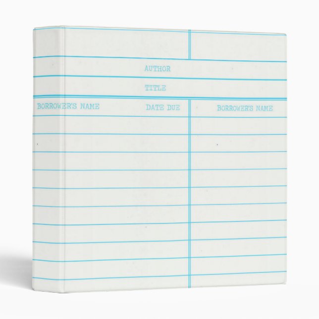 Classeur Rétro carte due de date de livre de bibliothèque (Devant/Côté)