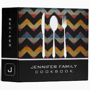 Classeur Retro Chevron Famille Cuisine Cuir Look #7