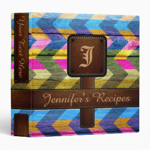 Classeur Retro Chevron Monogram Wood Recette #5