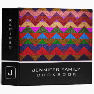 Classeur Retro Chevron Recettes Famille Cuir Look #11