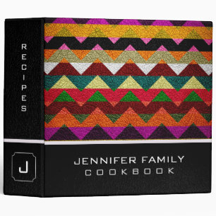 Classeur Retro Chevron Recettes Famille Cuir Look #12