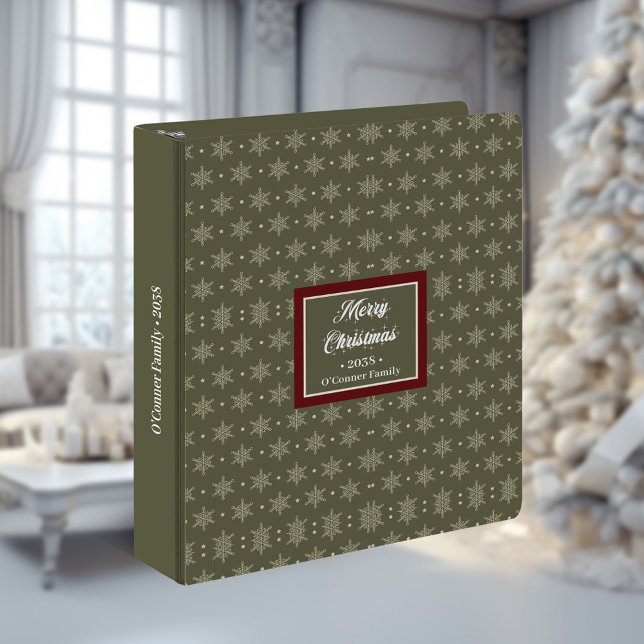 Classeur Retro Christmas minimalist muted green ring binder (Retro Christmas minimalist muted green ring binder)
