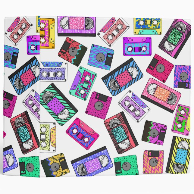 Classeur Rétro enregistreurs à cassettes modelés des années (Devant/Côté)
