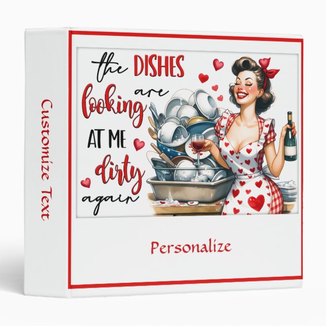 Classeur Retro Femme de ménage Funny Citation de cuisine Re (Devant/Côté)