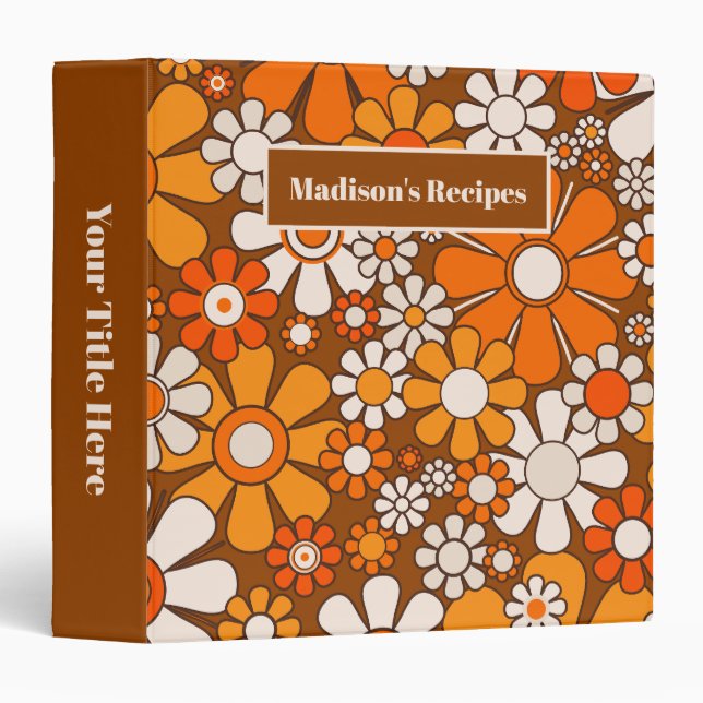 Classeur Retro Garden Super Floral les années 70 Brown & Or (Devant/Côté)