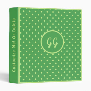 Classeur Retro Green & Lime Pois personnalisent Monogramme