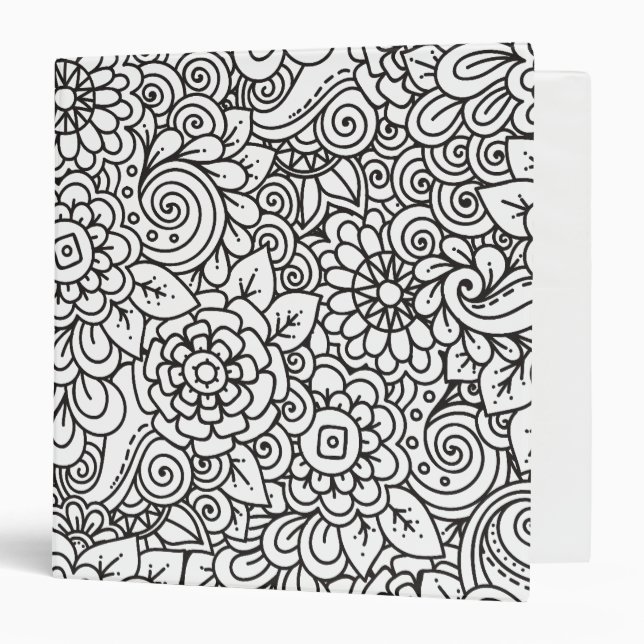 Classeur Rétro griffonnage floral (Devant/Intérieur)