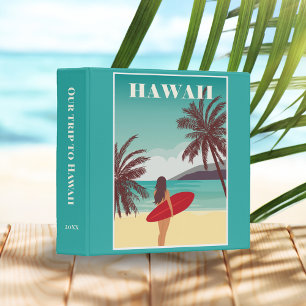 Classeur Retro Hawaii Girl Surfer Travel Poster Scrapbook