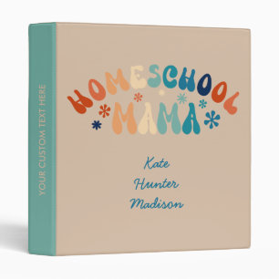 Classeur Retro Homeschool Maman Maman Maman Personnalisée