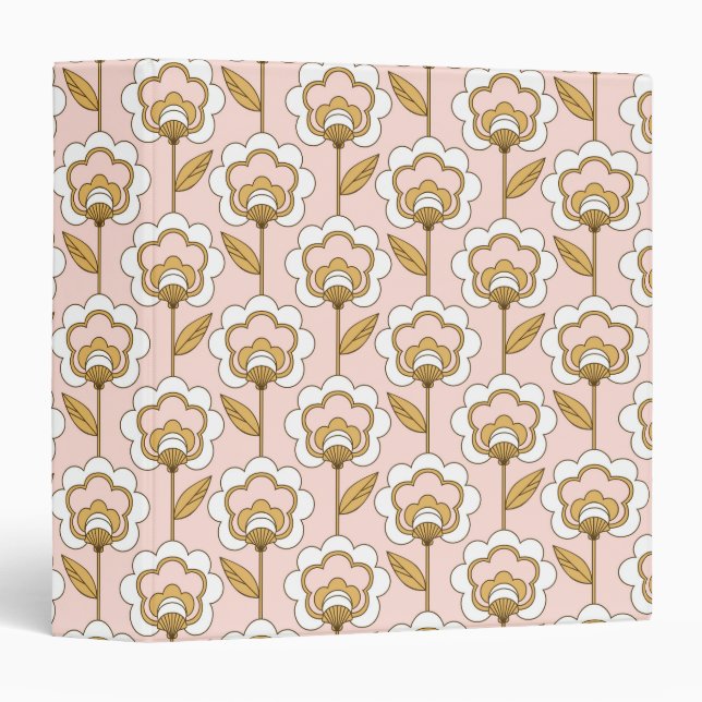 Classeur Retro Jardin rose motif floral (Devant/Côté)