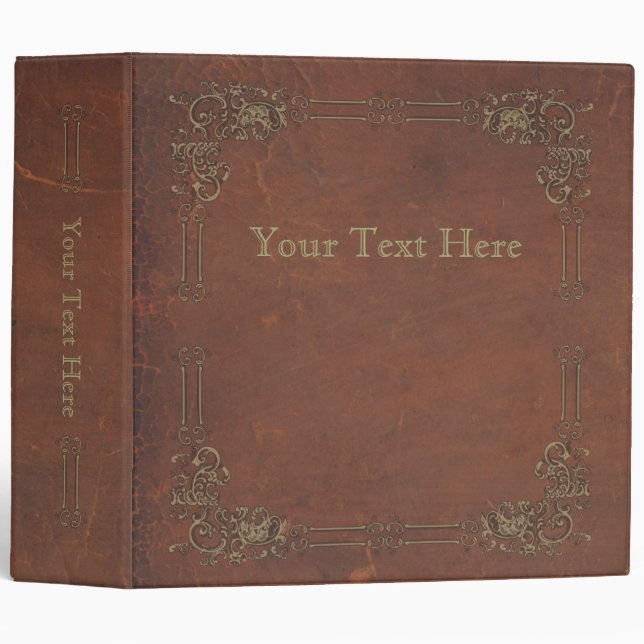 Classeur Rétro livre antique, brun attaché de cuir de faux (Devant/Côté)