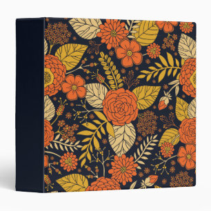 Classeur Rétro motif floral orange, jaune, Brown, et de