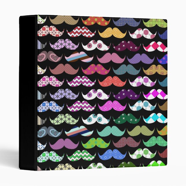 Classeur Rétro motif Girly drôle de moustache de moustache (Devant/Côté)