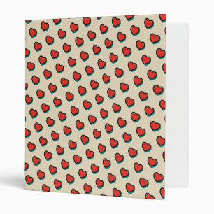 Classeur Retro Pop Art Rouge Bleu Coeurs Beige Motif
