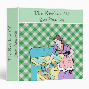 Classeur Retro Recette Vert Plaid Checks Cookbook Femme