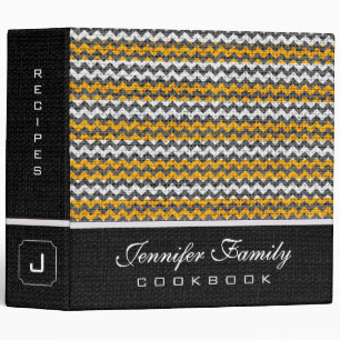 Classeur Retro Recettes Famille Chevron Burlap Look #6