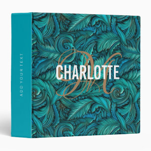 Classeur Rétro turquoise en cuir à outils nom monogramme