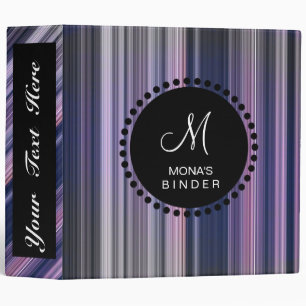 Classeur Retro Violet Bleu strié Personnaliser Monogramme