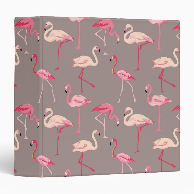 Classeur Rétros Flamants roses (Devant/Côté)