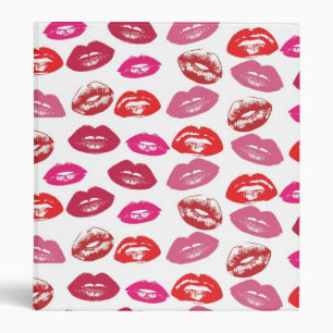 Classeur Rétros lèvres brillantes rouge-rose chaudes girly