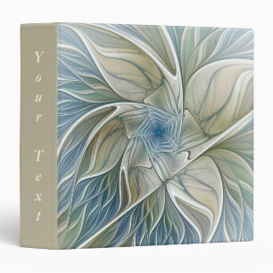 Classeur Rêve Floral Abstrait Bleu Kaki Art Fractal Texte