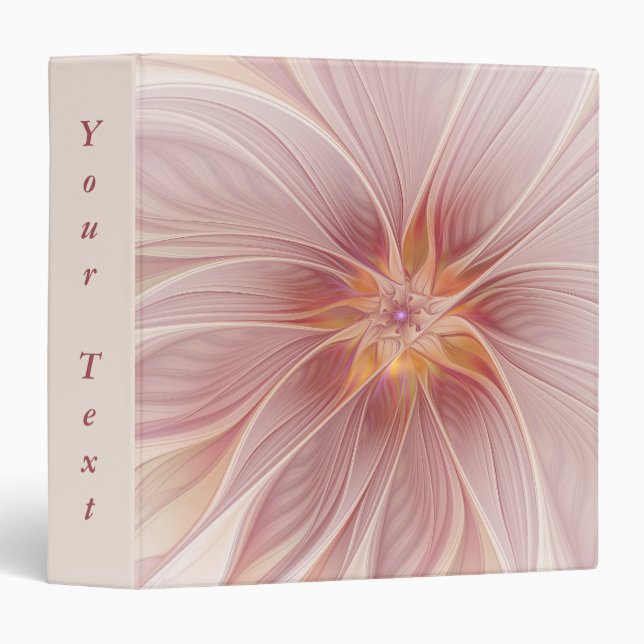 Classeur Rêve floral rose doux Texte de l'art Abstrait (Devant/Côté)