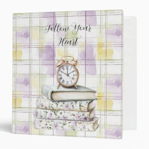 Classeur Réveil Fleurs Jaune Violet Joli Livres