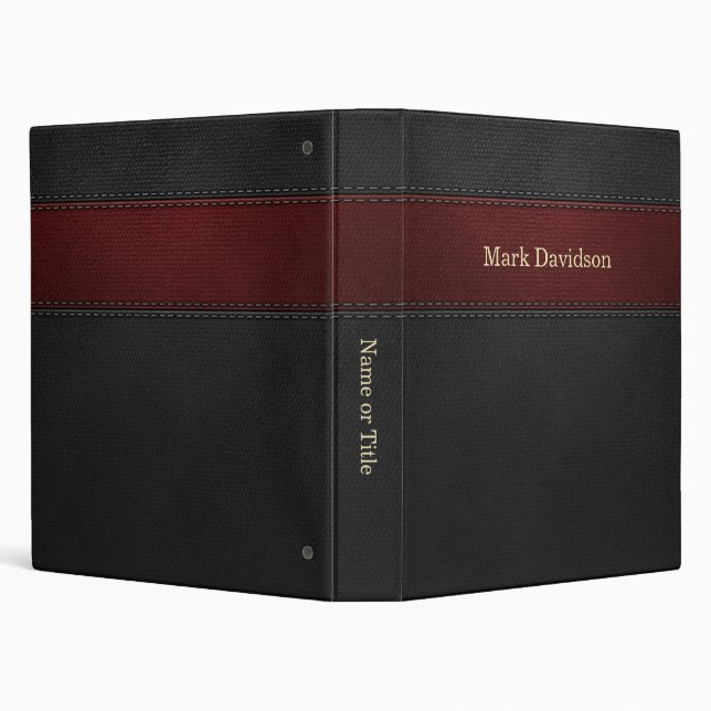 Classeur Revêtement en cuir rouge et noir personnalisé (Arrière-plan)