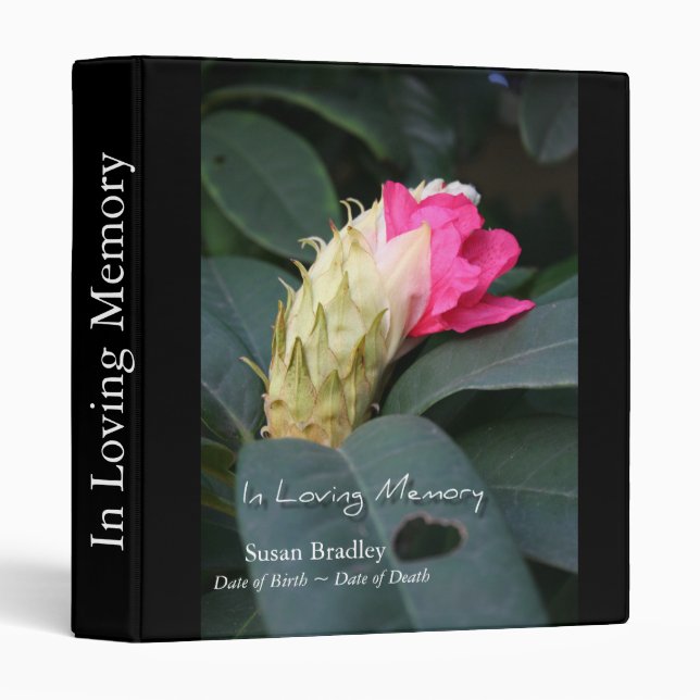 Classeur Rhododendron avec coeur 2 Funérailles livre d'or (Devant/Côté)