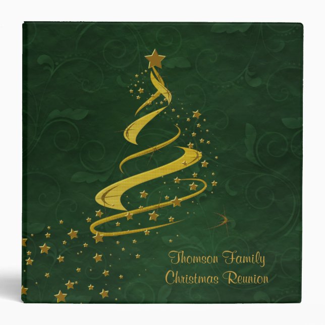 Classeur riche d'album de Noël d'étoiles de vert (Devant)