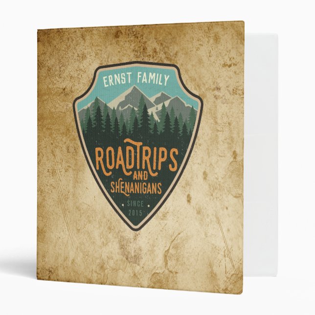 Classeur Road Trips et Shenanigans Travel Journal (Devant/intérieur)