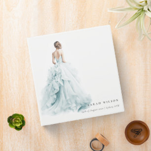 Classeur Robe de mariée aquarelle bleue aqua Shower de mari