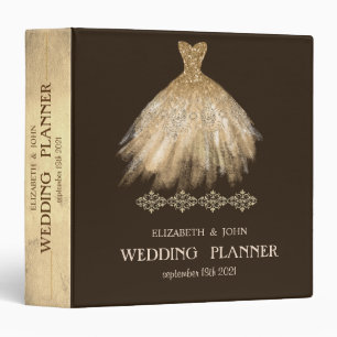 Classeur Robe de mariée pailletée or adorable