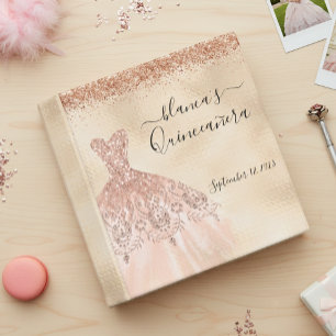 Classeur Robe dorée rose champagne pour les 15 ans Quincean