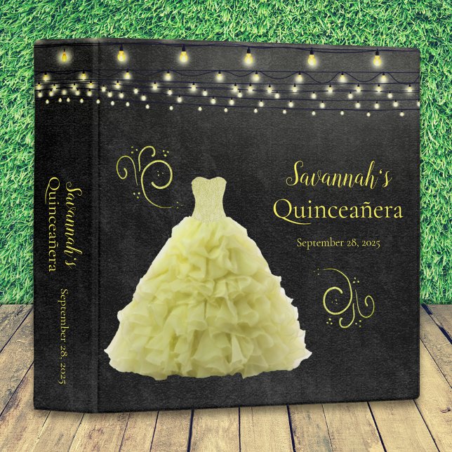 Classeur Robe Jaune Quinceanera String Album Photo Lumière (Créateur téléchargé)