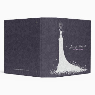 Classeur Robe Mariage violet et blanc profond et dentelle V