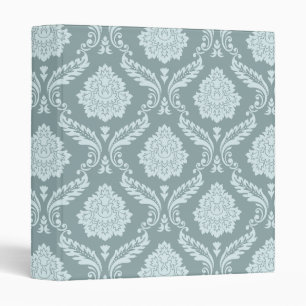 Classeur Rococo Damassé Grand Motif Bleu Canard+Turquoise