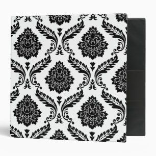 Classeur Rococo Damassé Grand Motif Noir sur Blanc