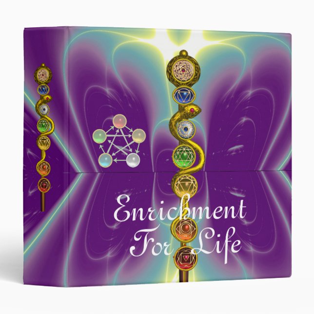 CLASSEUR RODE D'ASCLEPIUS 7 CHAKRAS, YOGA, ÉNERGIE SPIRITUE (Devant/Côté)