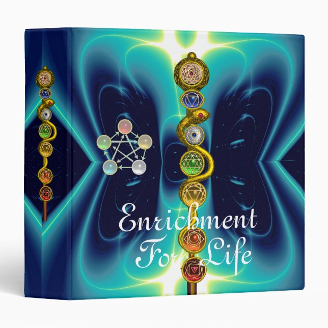 CLASSEUR RODE D'ASCLEPIUS 7 CHAKRAS, YOGA, ÉNERGIE SPIRITUE (Devant/Côté)