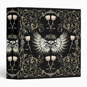 Classeur Romance gothique victorien crâne ailes et roses bl