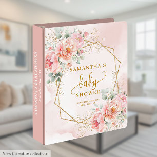 Classeur Romantic boho rousse fleurs rose fille baby shower