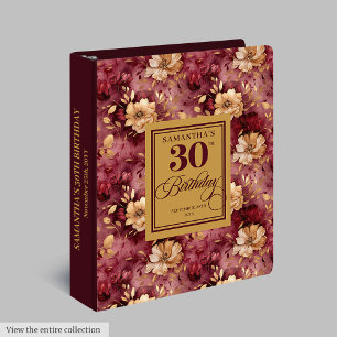 Classeur Romantique Bourgogne Blush Or 30e anniversaire Cad